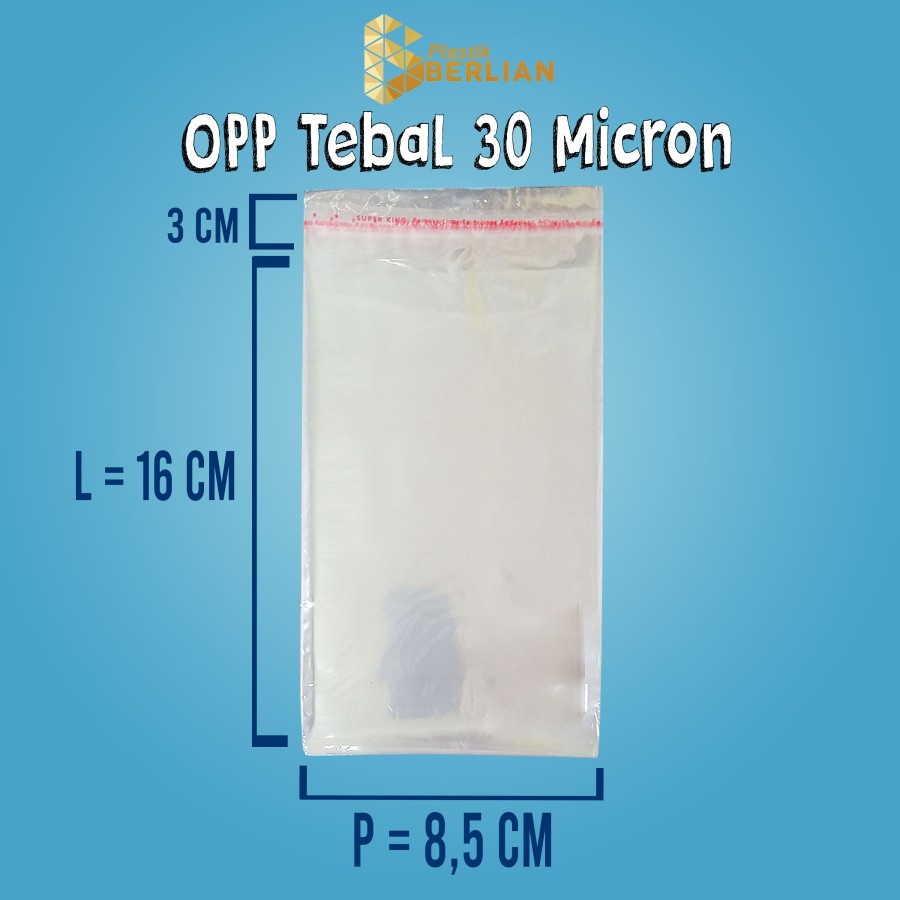 

8,5 X 16 cm Plastik OPP TEBAL 30 MICRON (100 lbr)