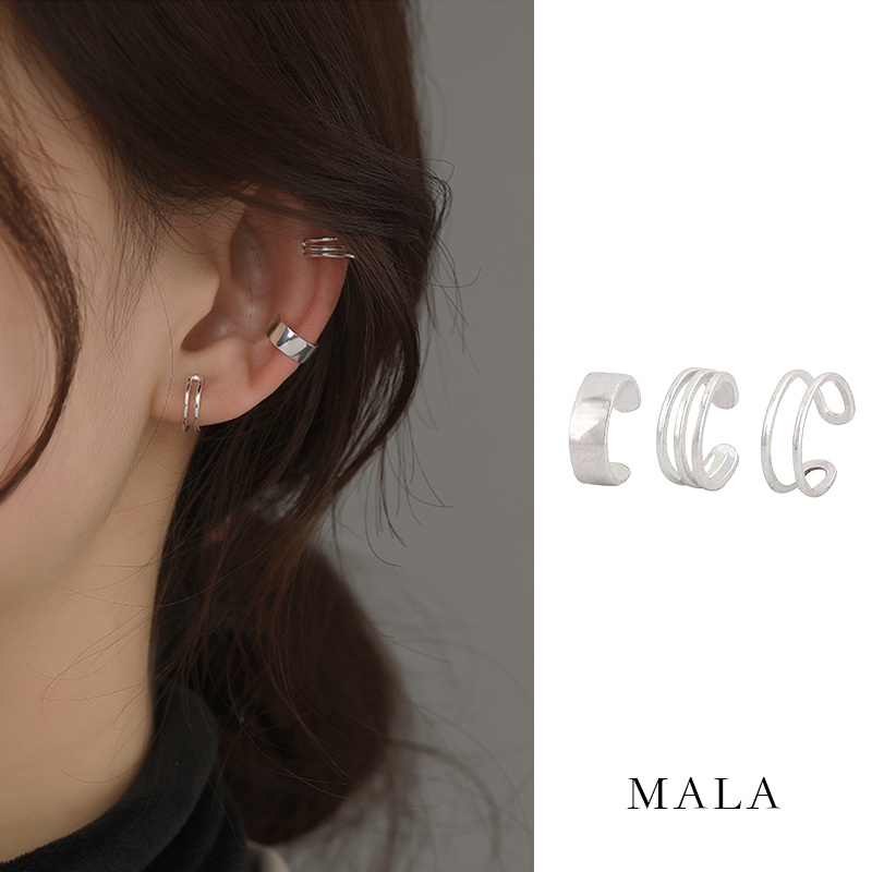 3pcs Anting Tusuk Silver Simple Gaya Korea Untuk Wanita