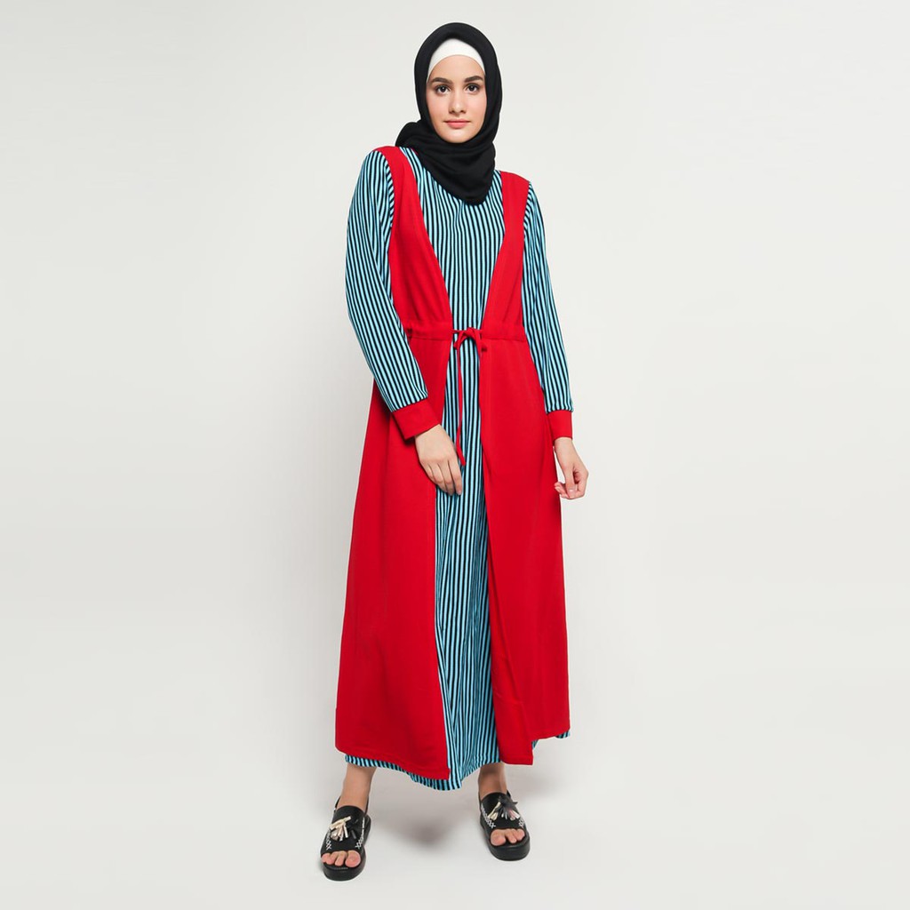 Long Dress Gamis maxi Wanita Muslim kombinasi warna - XSHOP Chessy