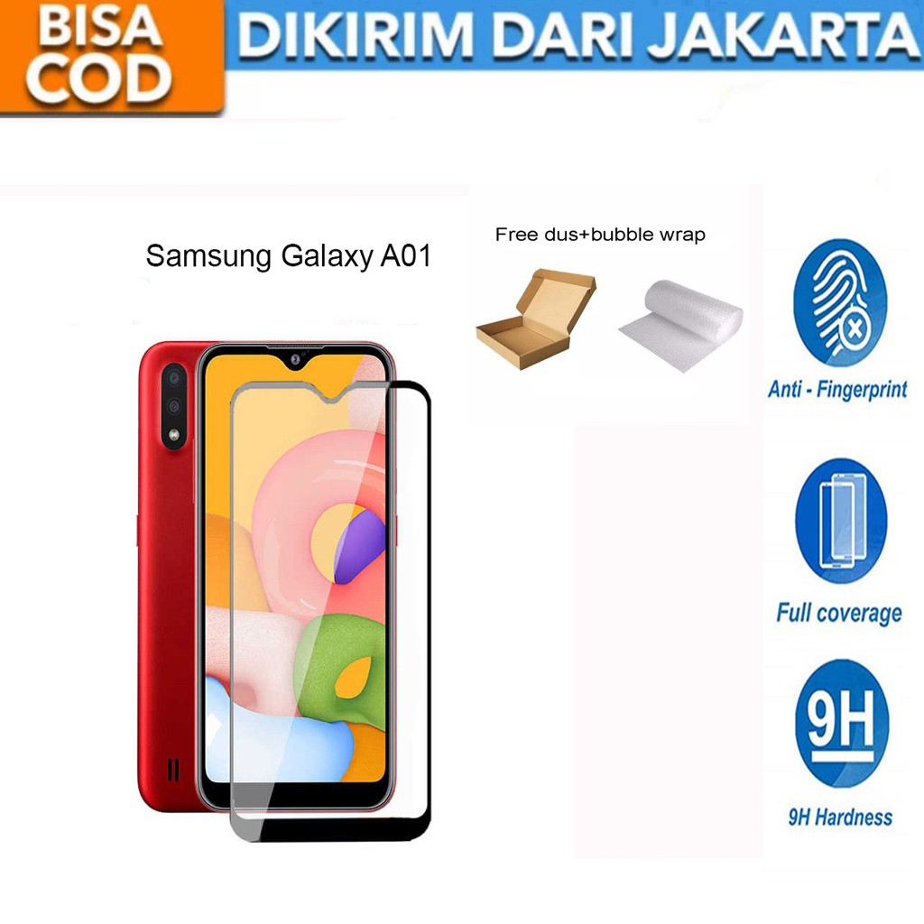 Samsung Galaxy A01 Full Cover/Full Screen  Tempered Glass Screen Protector Anti Gores