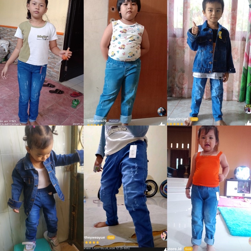 celana Jeans panjang Anak ripped unisex 1th-13thn