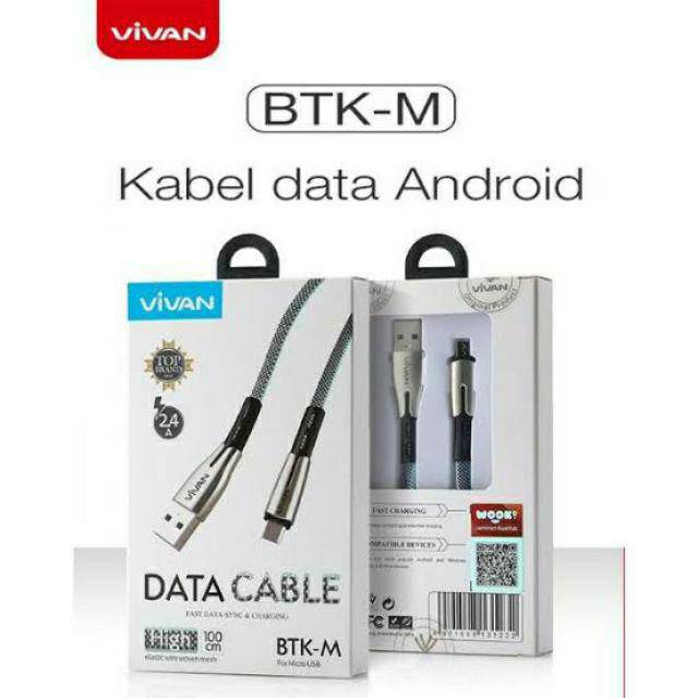 KABEL DATA VIVAN 100CM BTK-M (MICRO/ANDROID) BTK-L (LIGHTING) BTK-C ( TYPE-C) -3A FAST CHARGING