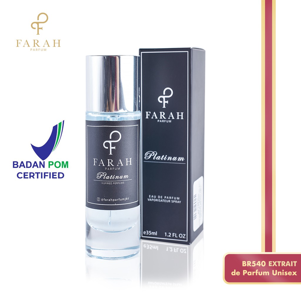 Farah Parfum BR540 Extrait De Parfum Unisex - Platinum - Parfum Tahan Lama Pria & Wanita