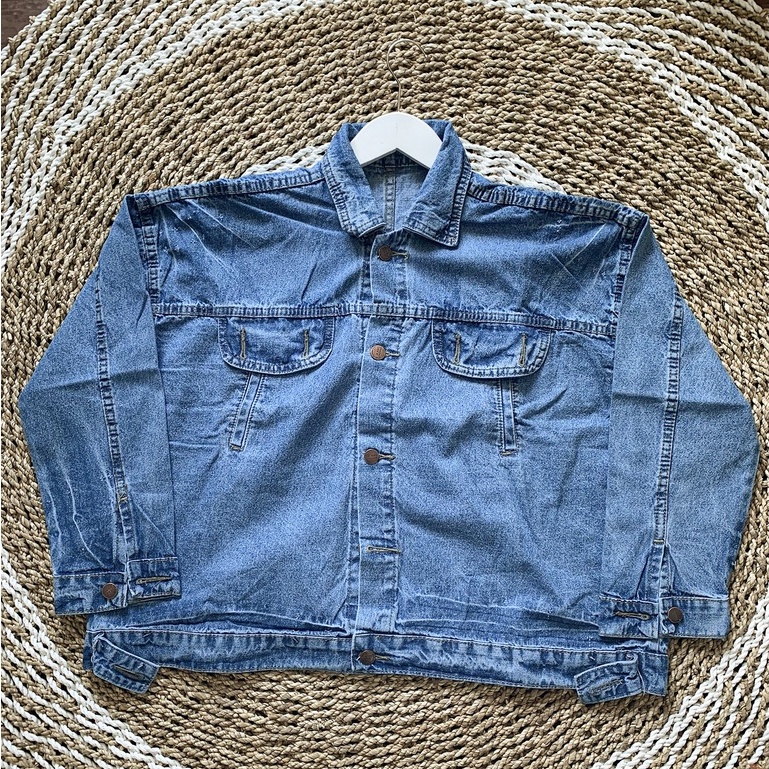 HOPYLOVY Jaket Jeans Wanita Oversize Blue Ellena