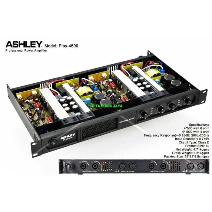 POWER AMPLIFIER ASHLEY PLAY4500 4CH CLASS D ORIGINAL PLAY 4500