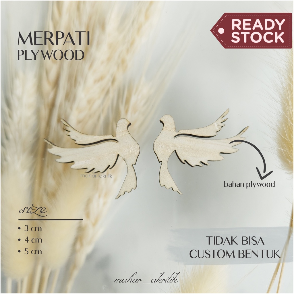 Burung Merpati Plywood / Hiasan Mahar Burung Merpati / Dekorasi Seserahan Burung Merpati Bahan Plywo