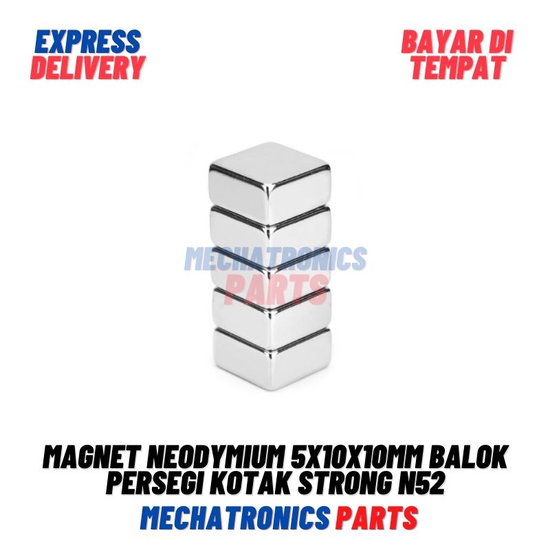 Magnet Neodymium 5x10x10mm Balok Persegi Kotak Strong N52