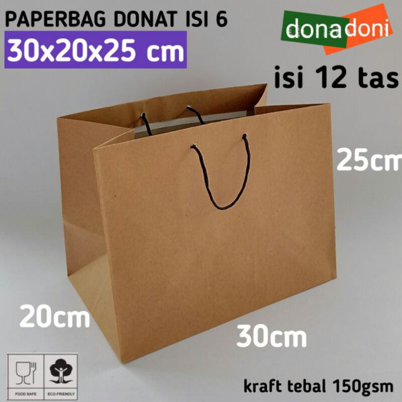 

isi 12 paperbag donat brownies 30x20x25 tas kertas paper bag murah shopping bag