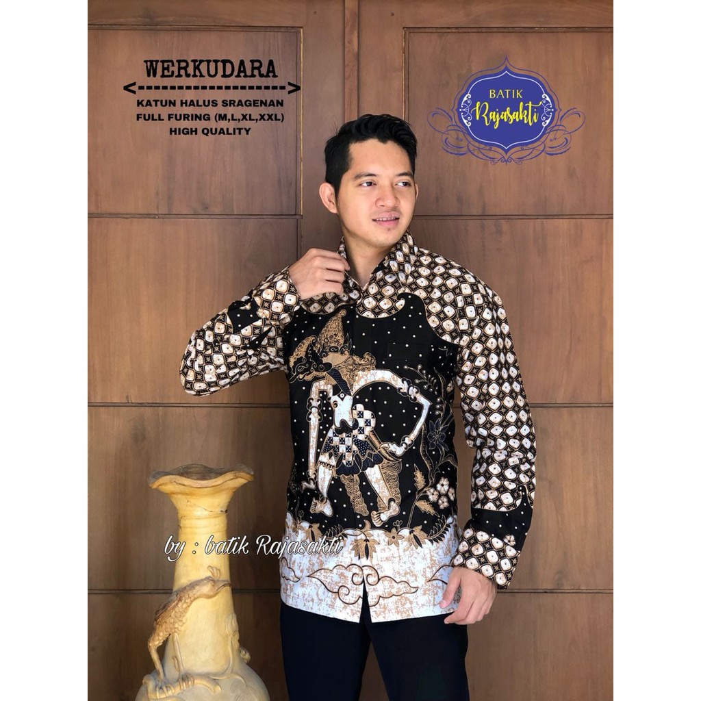 WERKUDARA Kemeja Batik Pria Lengan Panjang Katun Halus FULL FURING Rajasakti