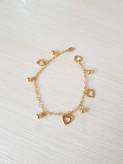 SET Gelang tangan &amp; Gelang Kaki Titanium Gold Love Import Antikarat Lv0304