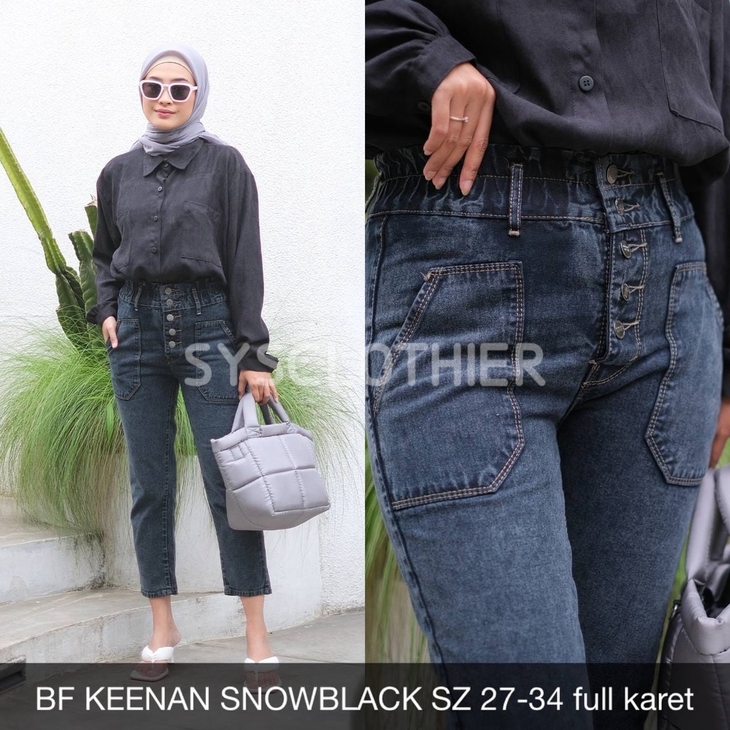 CELANA JEANS WANITA BF KEENAN RUBBER