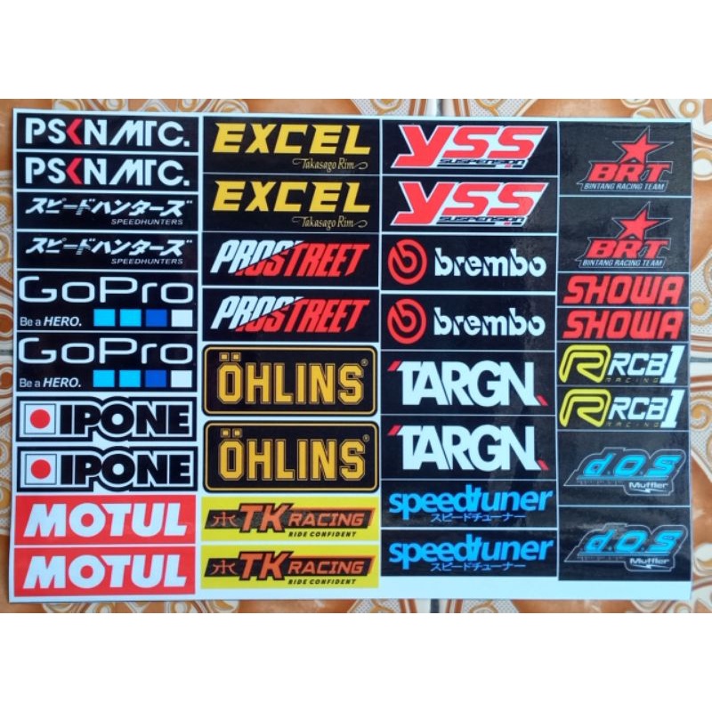 

Stiker Sponsor Racing Lembaran isi 34pcs Ukuran 25x35 cm