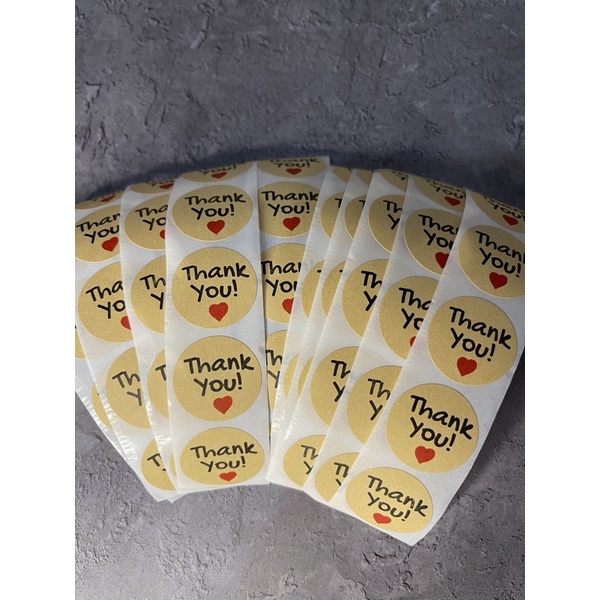 (50pcs) Stiker Thank You Bulat size 2,5cm / Thank You stickers Olshop etc-Kraft simple