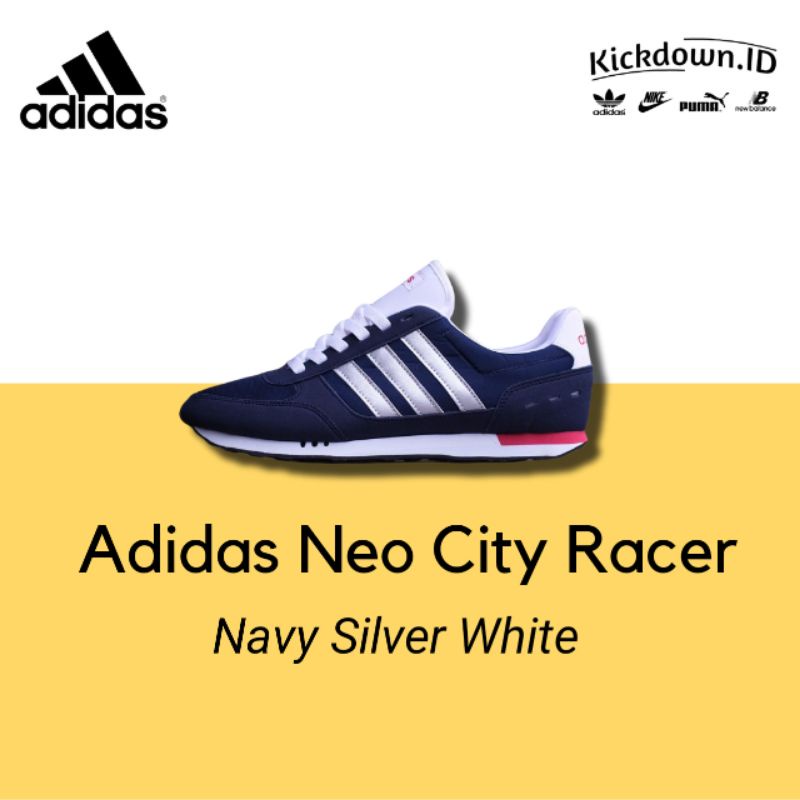 Adidas Neo City Racer White Navy Padding Silver Original BNWB BNIB / Sepatu Casual Pria Premium