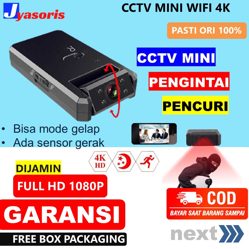 CCTV WIFI MINI IP CAMERA SPY CAM KAMERA PENGINTAI MINI WIFI KECIL SPYCAM TERSEMBUNYI 4K 1080P JS37