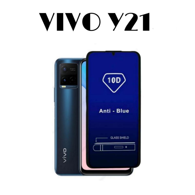 PROMO 2IN1 Tempered Glass Blue VIVO Y21s Y21 Y33s Y21T Tg Anti Radiasi Full Layar High Quality Bonus lens Camera