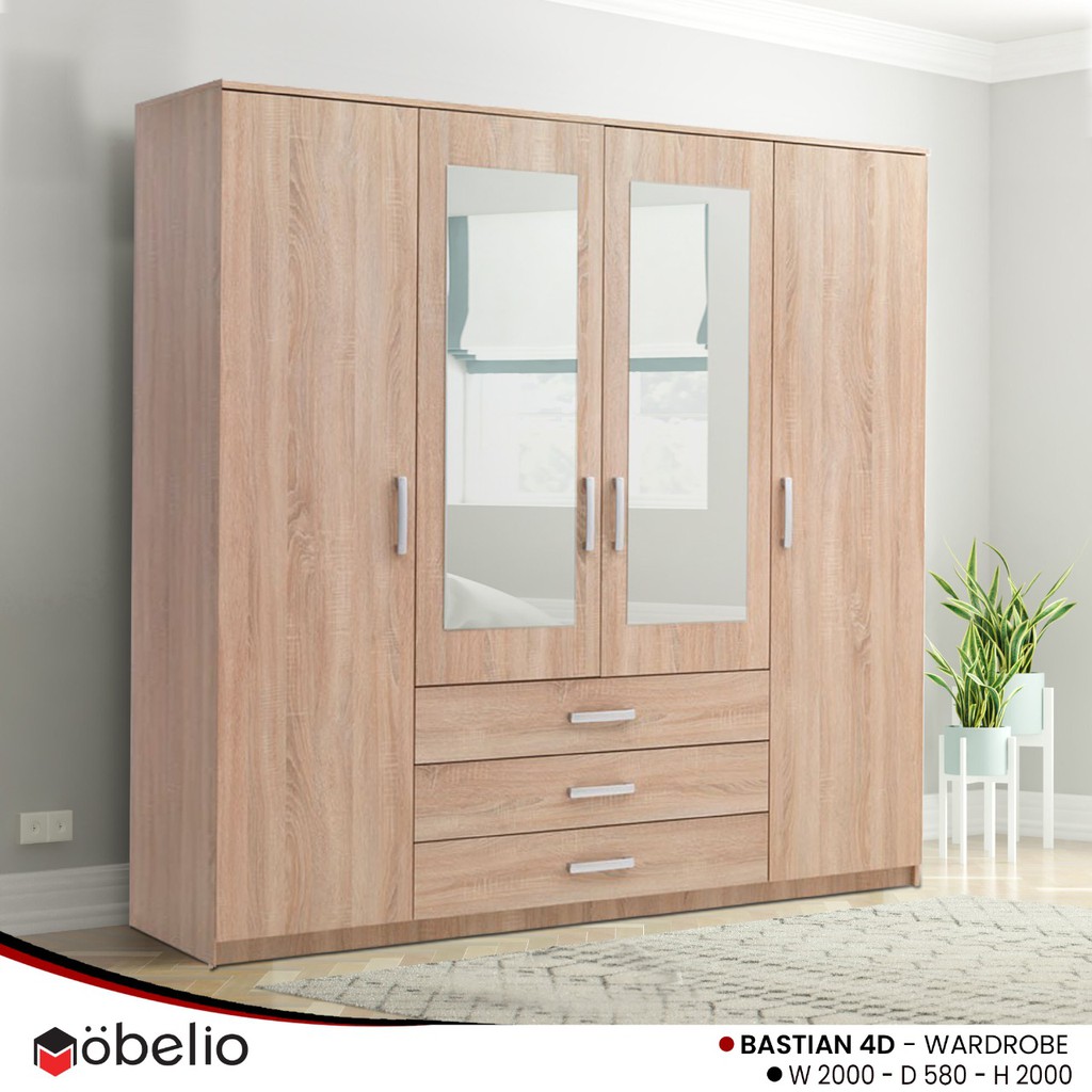 Promo Free Ongkir Bastian 4 Pintu Lemari  Pakaian  