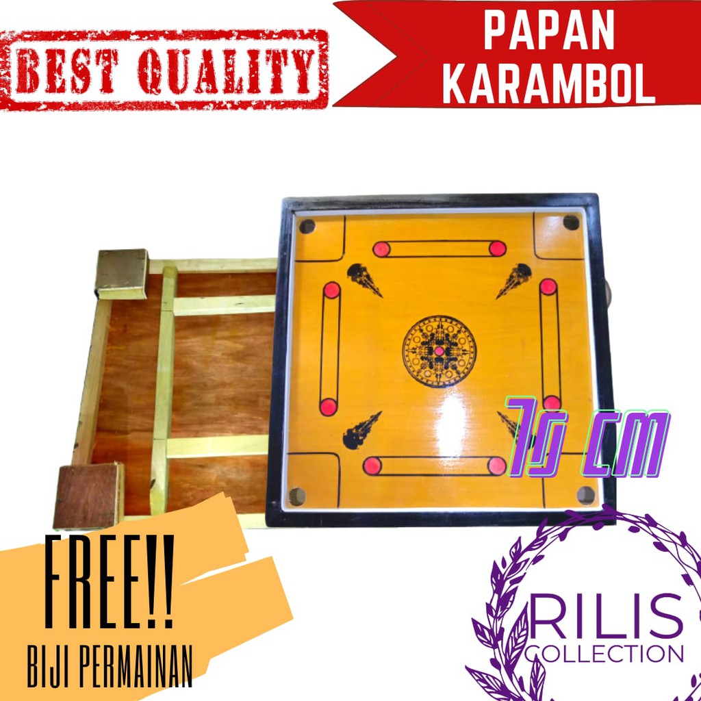PAPAN PERMAINAN KARAMBOL UKURAN 70 CM FREE 1SET BIJI PERMAINAN