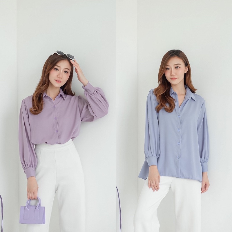 Kemeja Wanita Jaman Sekarang Flanel Terlaris Lengan Balon Ruffle Katun U0X0 Termurah Cewek Pocket Ko