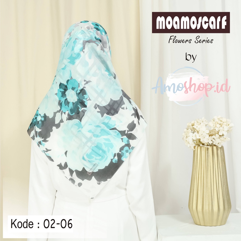 Hijab Segi Empat Murah Motif Digital Print Voal Premium Scarf Flower Series