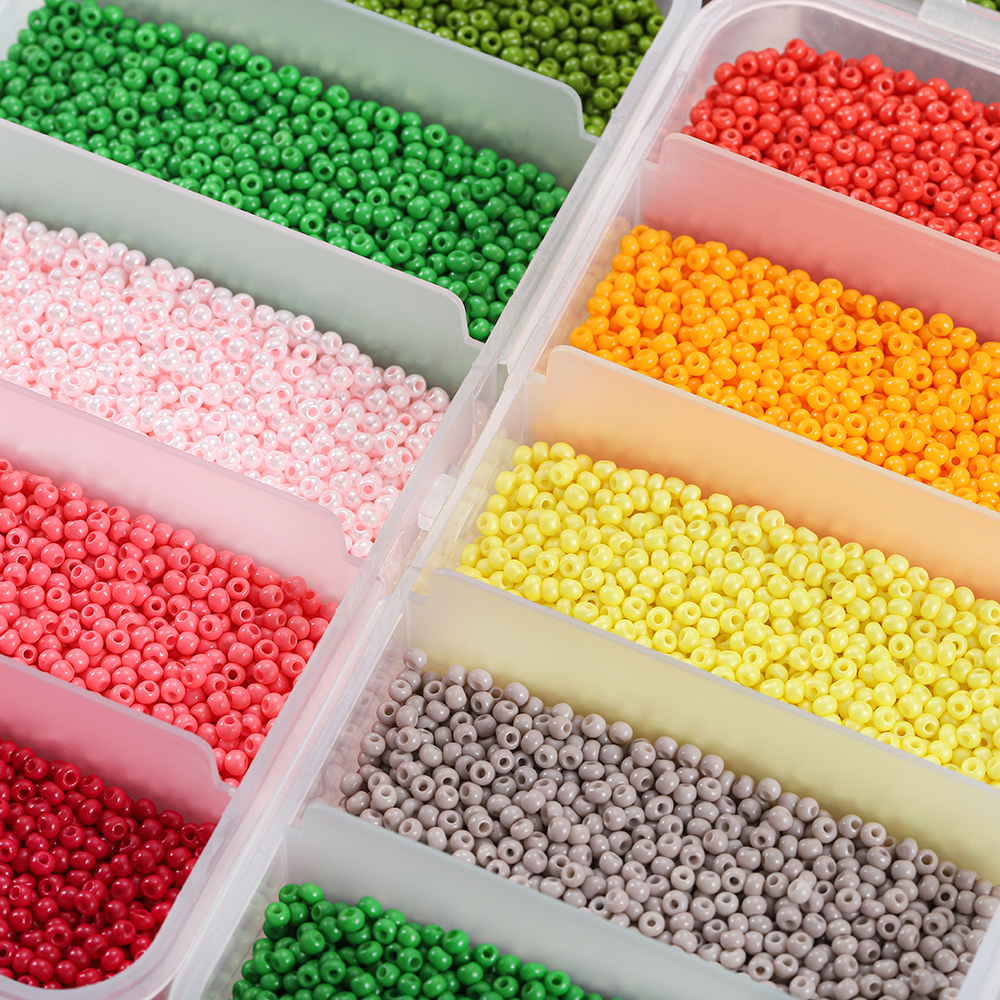 9000pcs / Set Manik-Manik Kaca Desain Buah Ukuran 2mm Untuk Aksesoris Perhiasan