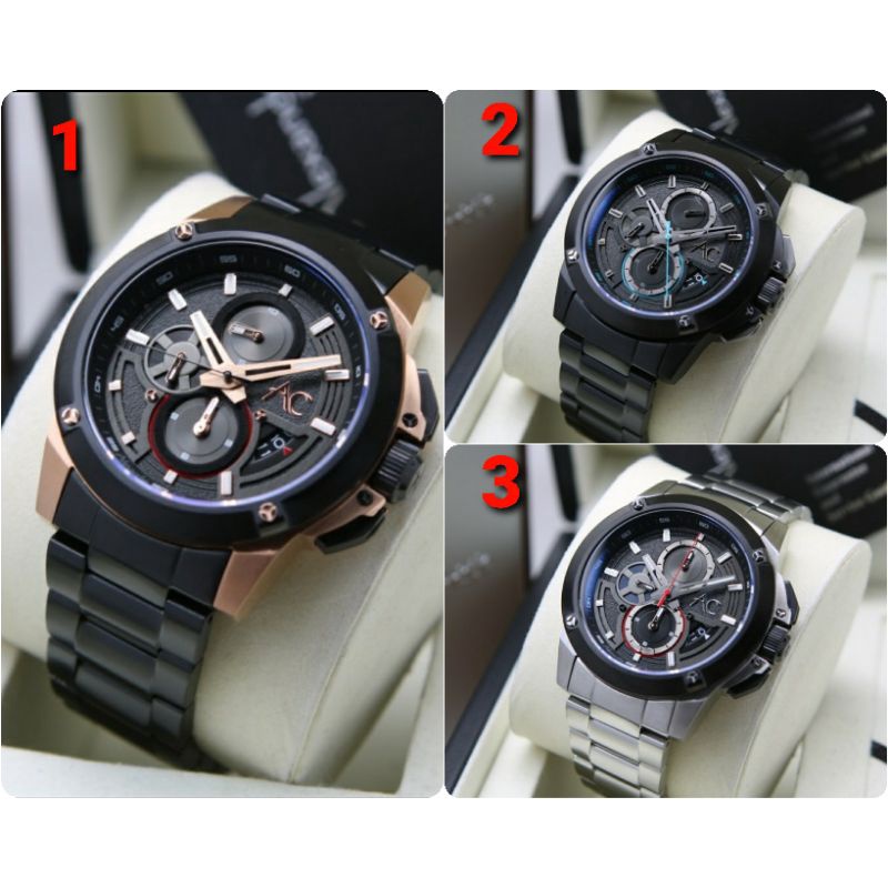 ORIGINAL GARANSI RESMI 1 TAHUN JAM TANGAN PRIA ALEXANDRE CHRISTIE CHRONOGRAP RANTAI STAINLESS STEEL 