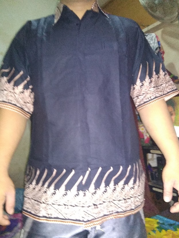 Modang# Kemeja Batik Pria Premium Lengan Warna Hitam Hijau Batik Polosan Full Furing Ori Batik Solo