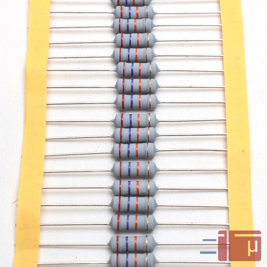 x10 Resistor 27K 1W Metal Oxide 5% Taiwan Kaki Tembaga