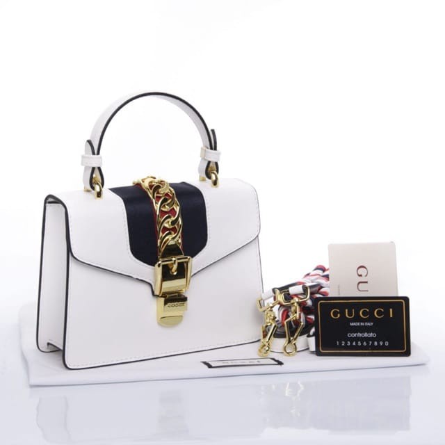 GUCCI SYLVIE WHITE SMALL SHOULDER BAG 100% original gucci