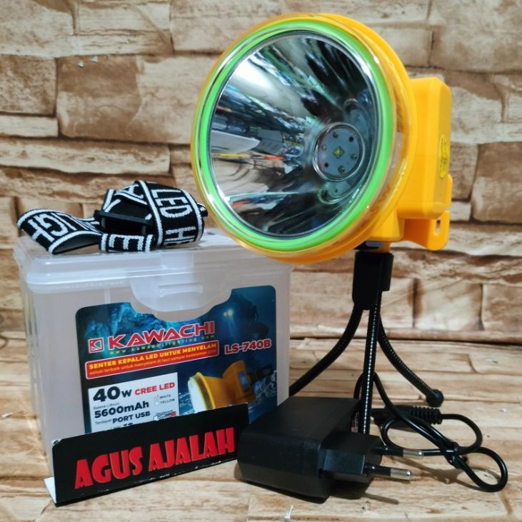 ✅cod Senter kepala selam kawachi 40watt-LS-740A cahaya putih-kuning senter selam kawachi 740b //sent