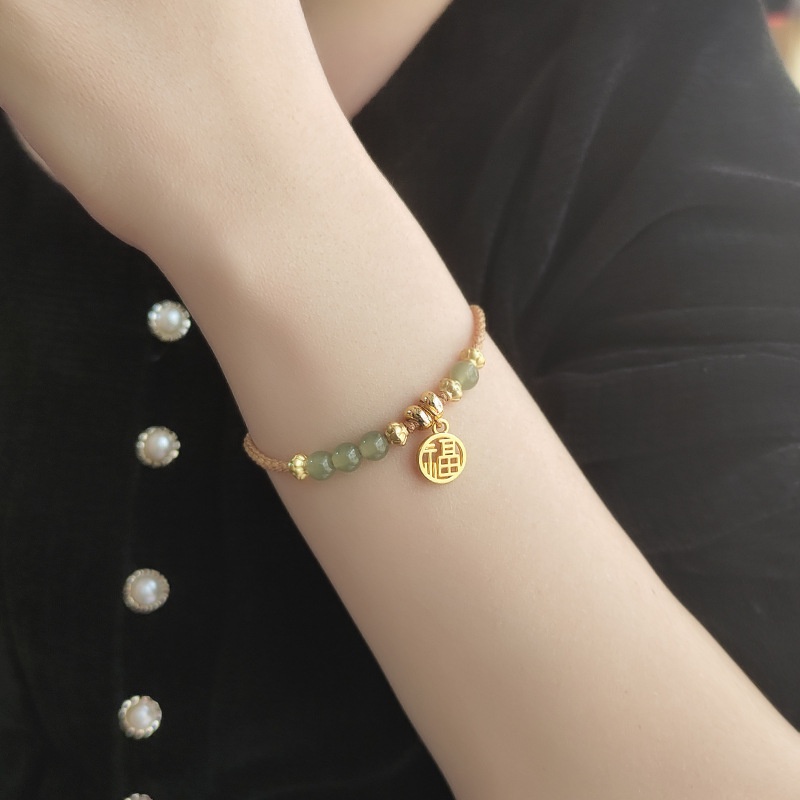 Gelang Tenun Manik-Manik Giok Hetian Untuk Wanita