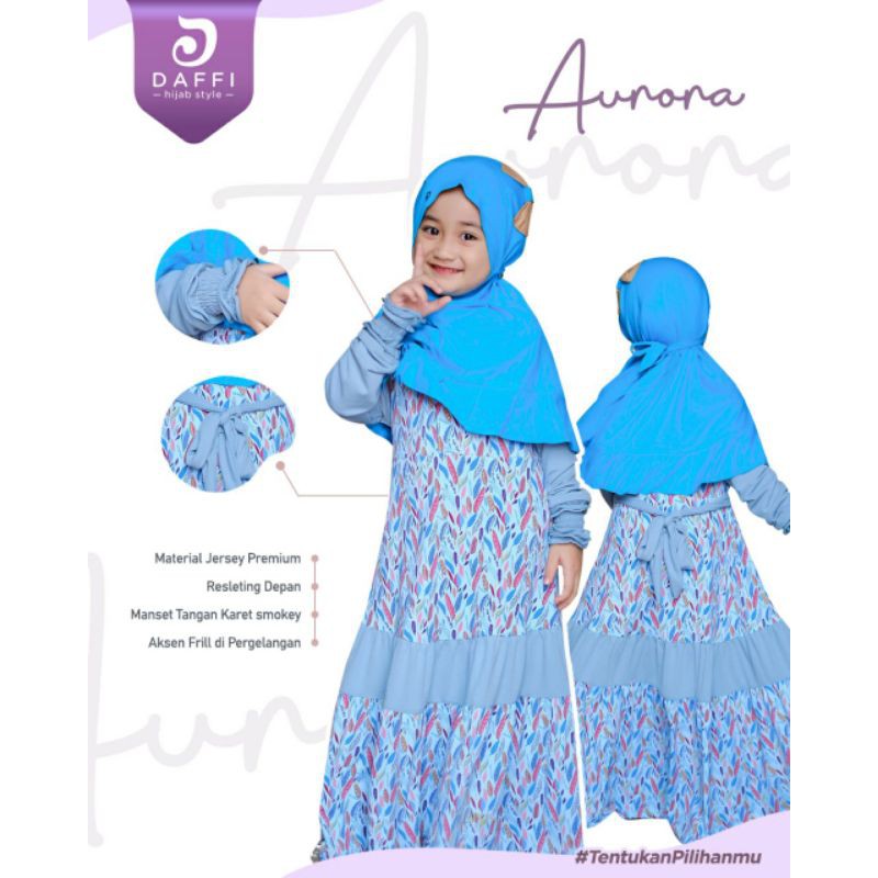 GAMIS AURORA Gamis Anak Berbahan Jersey Ori Daffi Hijab