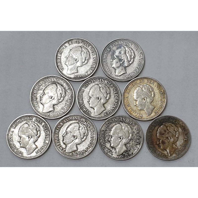 Koin kuno perak asli silver 1/2 gulden 1/2 G masa hindia belanda tahun 1921-1930 tahun tua Gulden pe