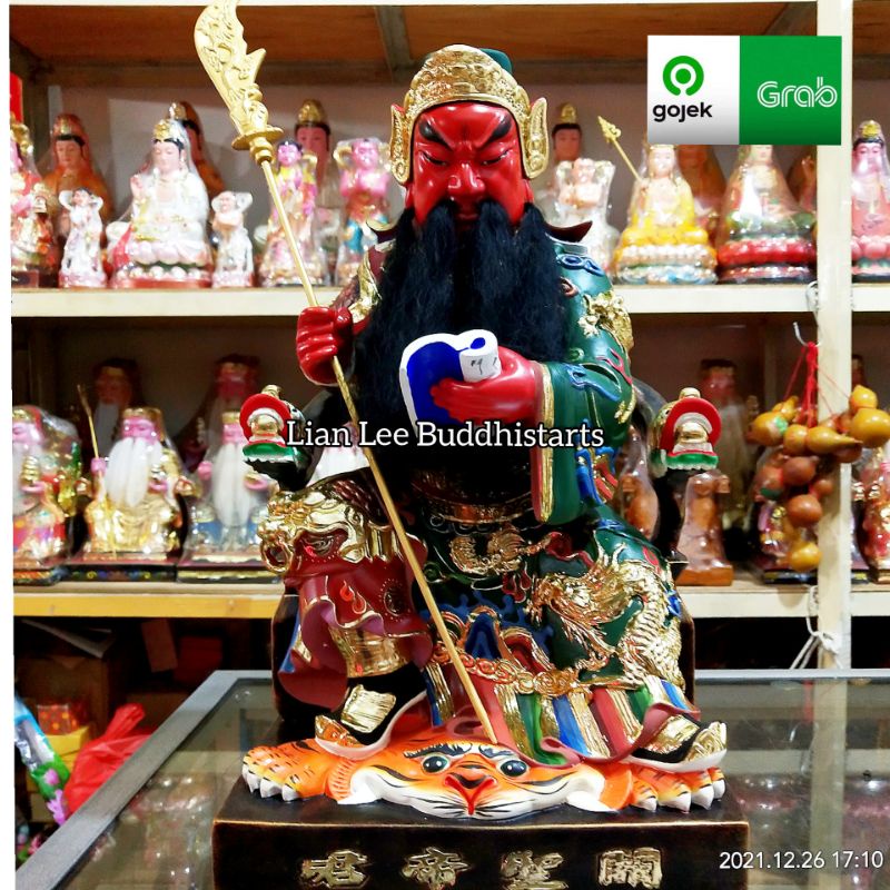 patung dewa kwankong full kayu -16 inch