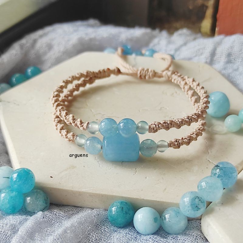 Gelang Aquamarine Batu alam asli