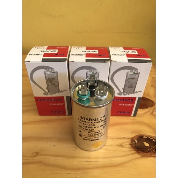kapasitor ac merek starmec 25+2uf micron 220V 450VAC