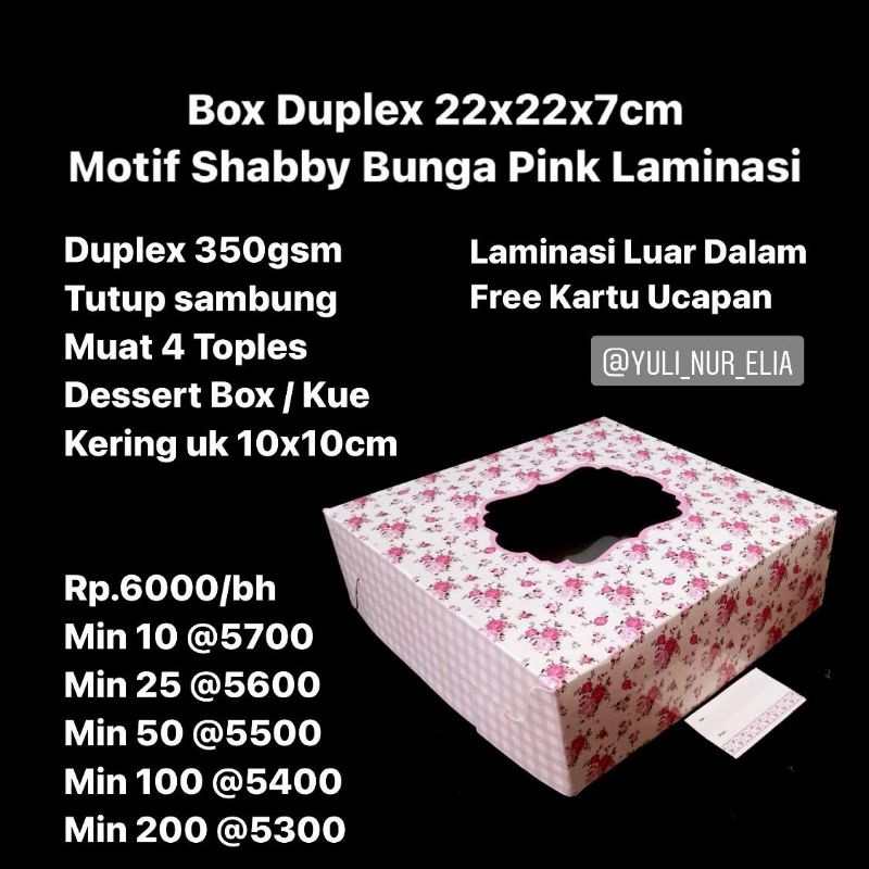 

Box Duplex 22x22x7cm Motif Shabby Bunga Pink Laminasi