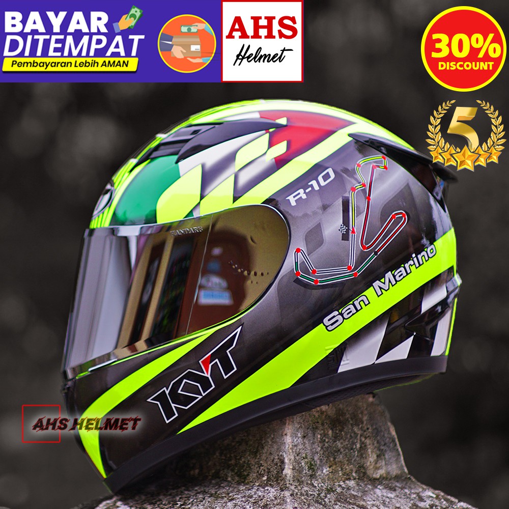 Helm KYT Full Face R10 Motif San Marino Spesial Edition Free Sarung Helm KYt R10