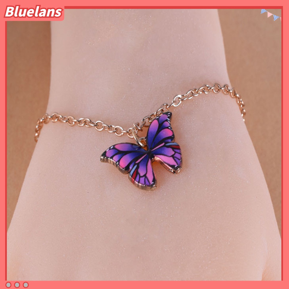 Gelang Kaki Liontin Butterfly Warna-Warni Bahan Alloy Untuk Wanita