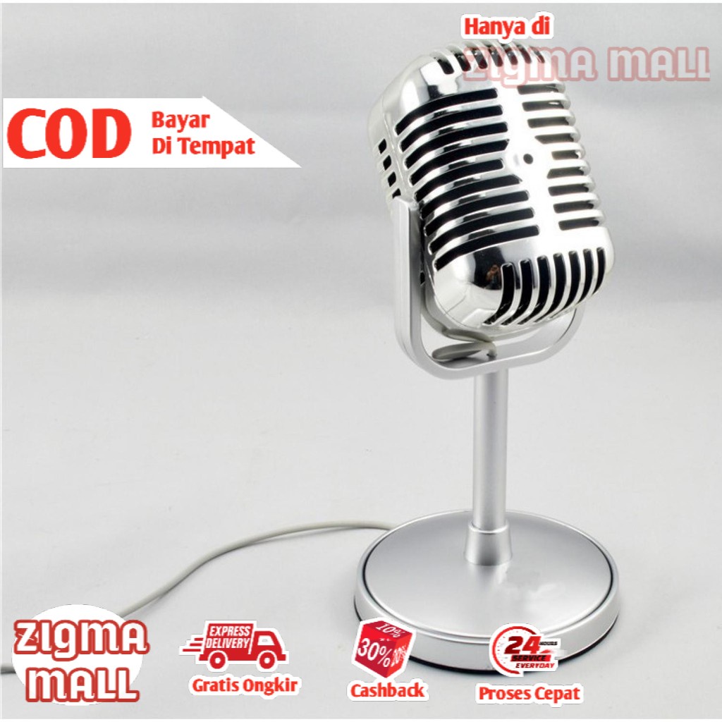COD Condenser Microphone Classical Design Vintage Retro Kondenser Mic Murah Mikrofon Klasik