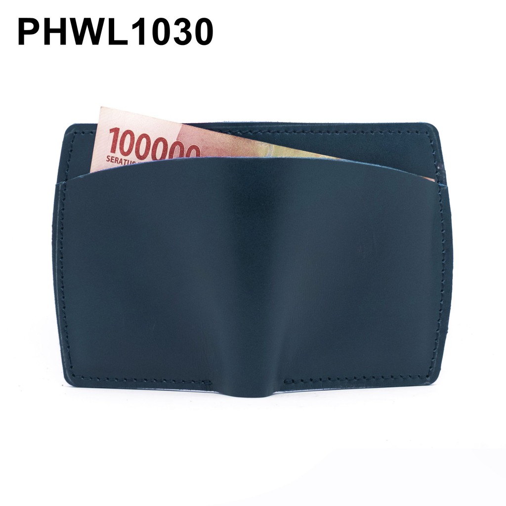 dompet pria kulit sapi asli bifold wallet saku luar biru - PHWL1030