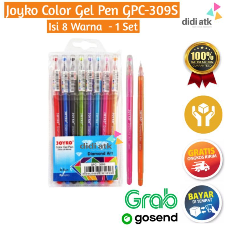 

Pulpen 8 Warna / Joyko Color Gel Pen / Pena Jel Warna Diamond Art GPC-309S