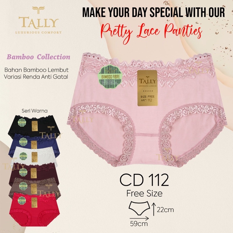 CD| Celana Dalam TALLY 112 bahan Bamboo Fibre Lembut Freesize