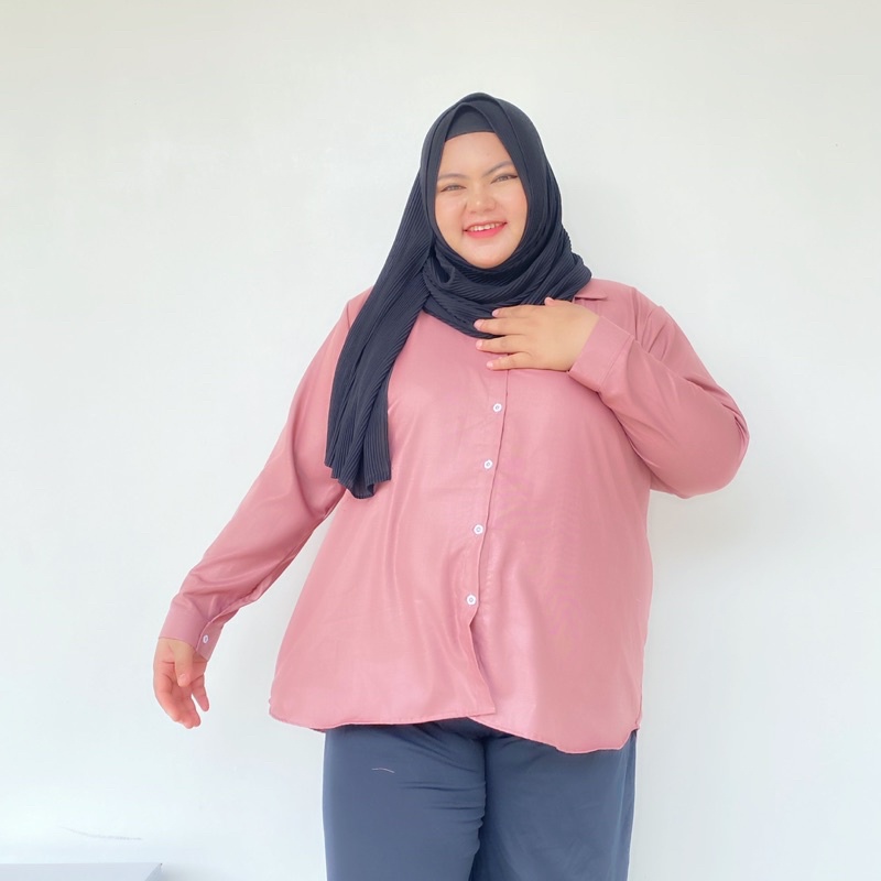 Kemeja Basik Jumbo-Baju Kerja Wanita Bigsize-by Omah Muslim