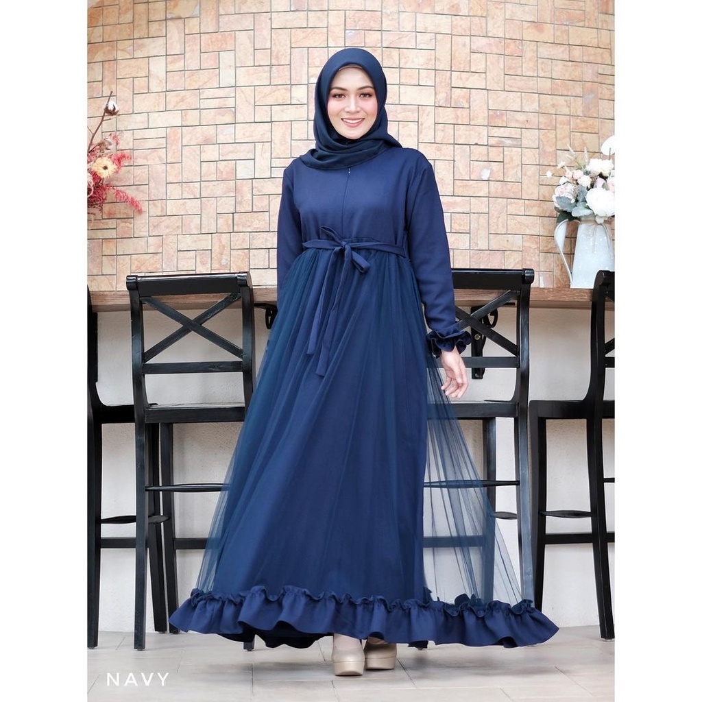 Gamis Tutu | Gamis Tile Izati Original Byizati | Gamis Jumbo Navy