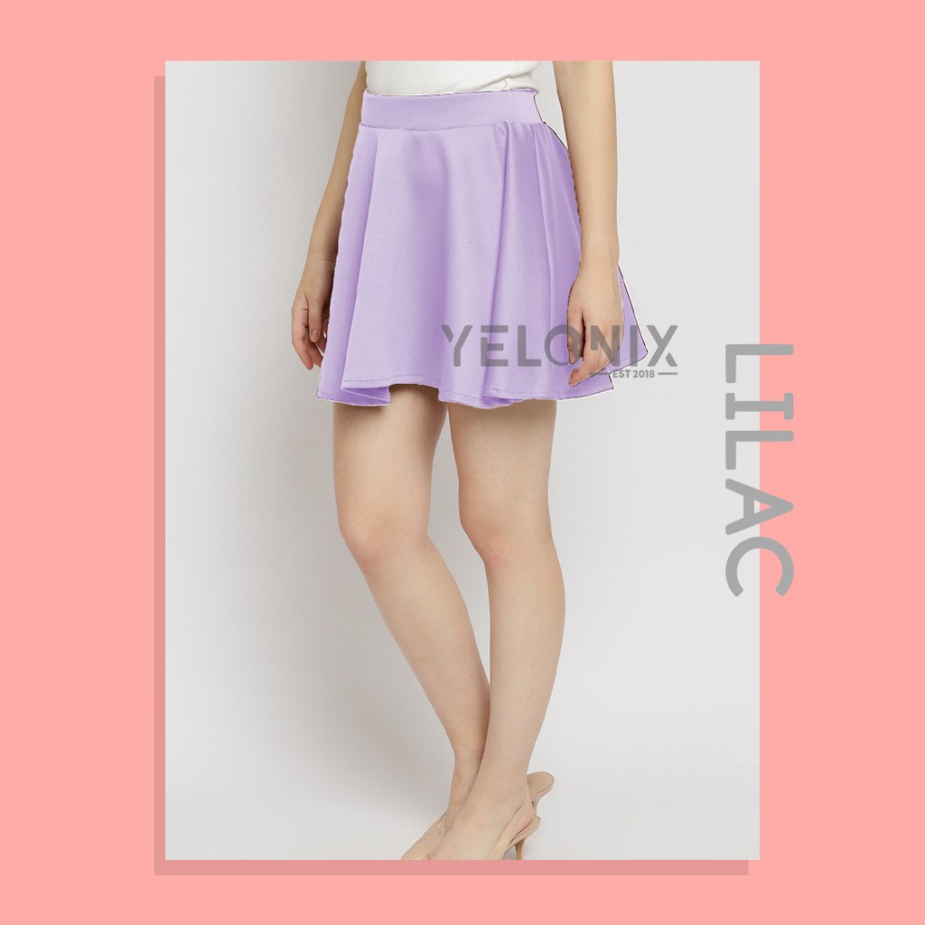 ROK SCUBA PENDEK MINI FLARE SKRIT LEBAR CASUAL OLAHRAGA GYM RENANG TENNIS VOLI SENAM DANCER ZUMBA BERSEPEDA - YELONIX