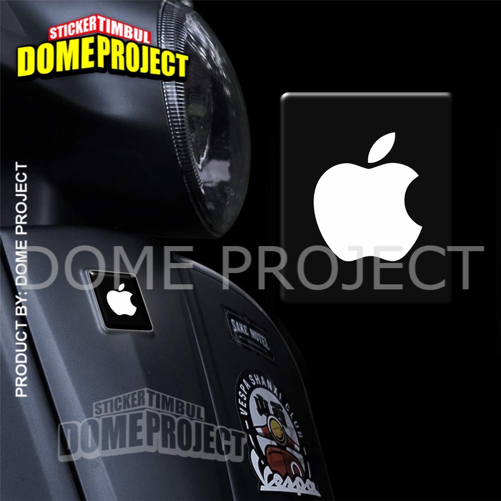 [PROMO BUY 3 GET 1] EMBLEM DASI VESPA PIAGGIO APPLE HITAM STIKER RESIN LENTUR STIKER AKSESORIES BODY MOTOR STIKER IMPORT