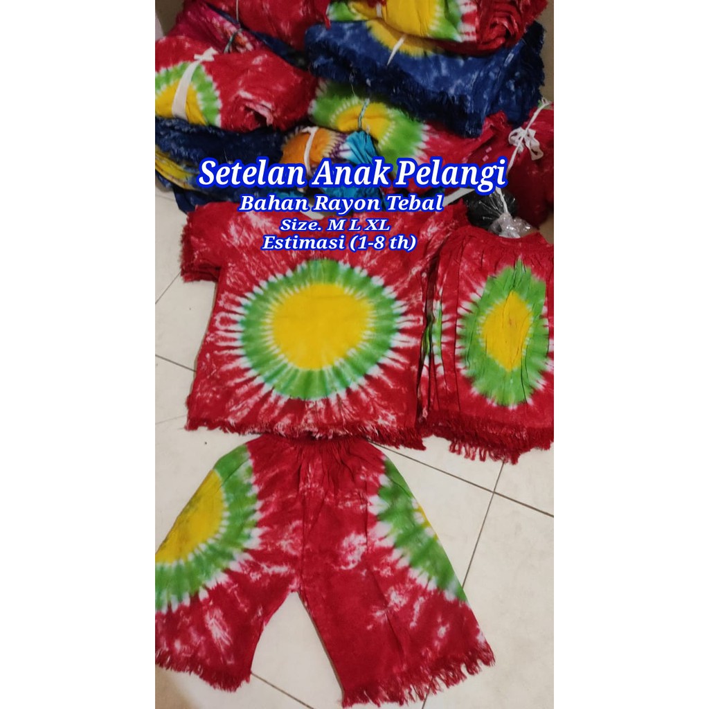 Setelan Anak khas bali best seller set tie dye pelangi