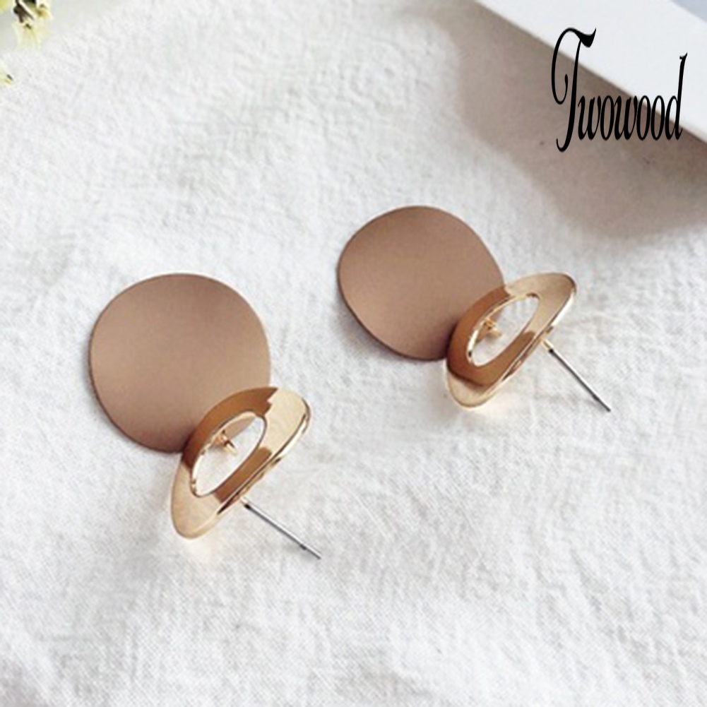 Anting Stud Bentuk Bulat Model Hollow Out Untuk Wanita