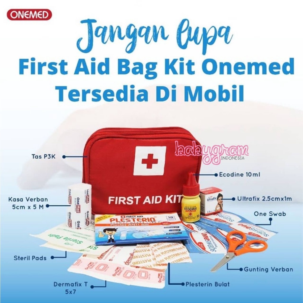 P3K ONEMED First Aid Kid Pocket Bag / Tas Dompet Kotak Merah Lengkap Emergency Kit